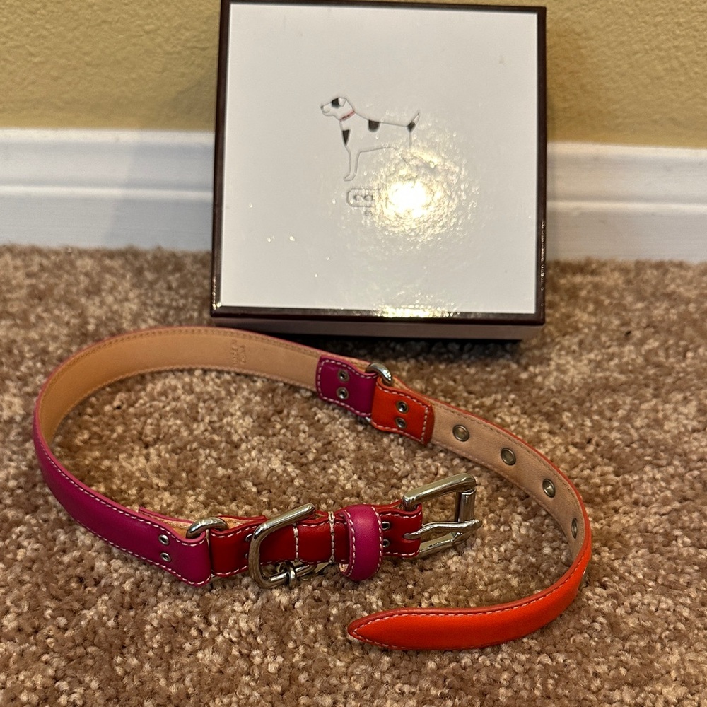 Coach Pink and Orange Leather Dog Collar